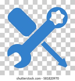 Tools vector pictogram. Illustration style is a flat iconic cobalt symbol on a transparent background.