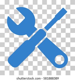 Tools vector pictogram. Illustration style is a flat iconic cobalt symbol on a transparent background.