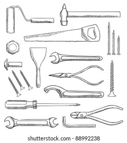 Screwdriver Drawing Images Stock Photos Vectors Shutterstock Usually, it also involves a mating tool, such as a screwdriver, that is used to turn it. https www shutterstock com image vector tools vector set 88992238