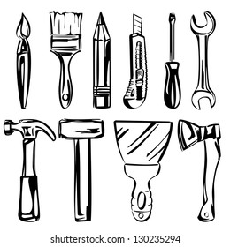 tools vector set vector illustration realistic sketch