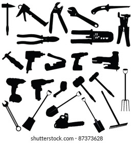 tools vector silhouette illustration on white background