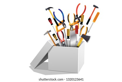 tools in the white box
