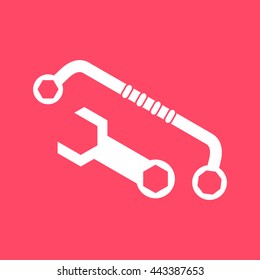 Tools  white icon on magenta color background. Eps-10.