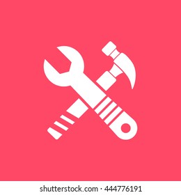 Tools white icon on magenta color background. Eps-10.