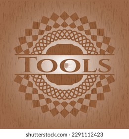 Tools wood emblem. Retro. Vector Illustration. 