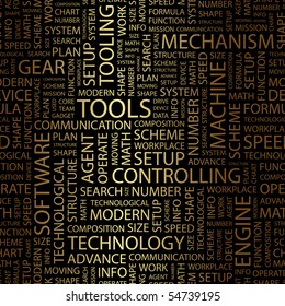 TOOLS. Word collage. Vector illustration.