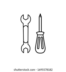 Tools Wrench and Screwdriver Icon Vector Illustration