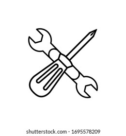 Tools Wrench and Screwdriver Icon Vector Illustration
