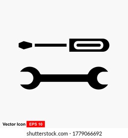 Tools Wrench and Screwdriver Icon Vector Illustration