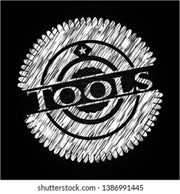 Tools written with chalkboard texture. Vector Illustration. Detailed.