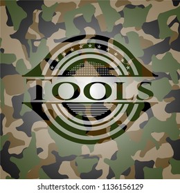 Tools written on a camouflage texture