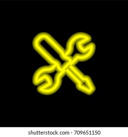 Tools yellow glowing neon ui ux icon. Glowing sign logo vector