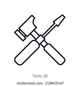 Tools_02 icon. Outline style icon design isolated on white background