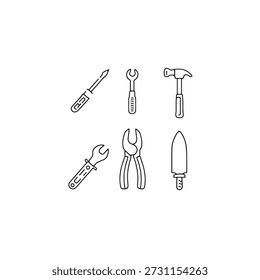 Toolset collection line art for creative projects