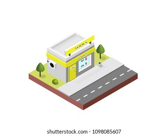 Toolshop building in isometric projection necessary creative designers for web projects. Isometric toolshop building.