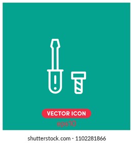 Tools,Screwdriver,Key Vector Icon Illustration For Web And Mobile Application.Ui/Ux.Green Backround.Premium Quality.