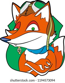 toon fox pilot vector funny and cute