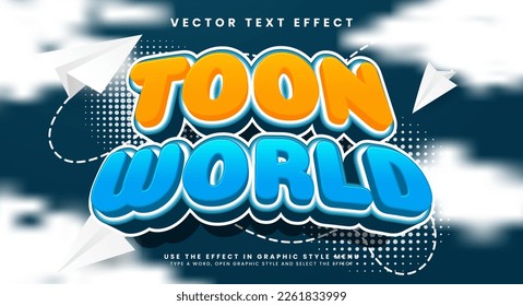 Toon world 3d editable vector text style effect, suitable for cartoon themes