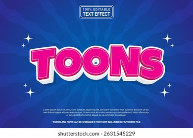 Toons Editable Vector 3D Text Effect – Playful and Modern Typography Cartoon Style for Poster, Branding, Social Media
