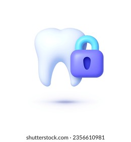 Tooth 3d for concept design. 3d secure icon. Oral health care concept. Vector illustration design