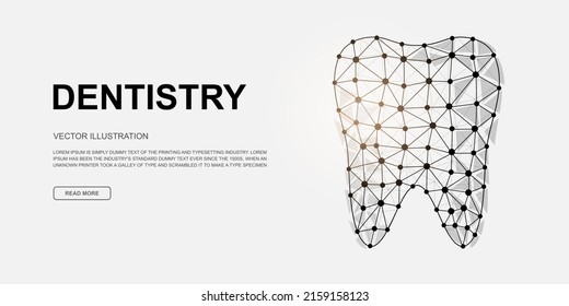 Tooth 3d low poly symbol for landing page template. Dentistry design illustration. Polygonal Stomatology illustration for homepage design, adv page.