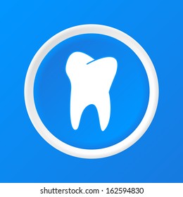 Tooth 3D Paper Icon on a blue background