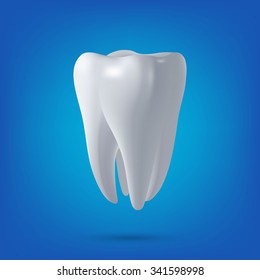 Tooth, 3D render. Dental, medicine and health concept design element. Vector EPS10 illustration. 