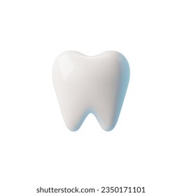 Renderización 3d dental. Diente sano, esmalte limpio. Blanqueamiento de dientes. Elemento de diseño del concepto de odontología, medicina y salud oral. Ilustración vectorial realista aislada en fondo blanco