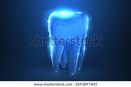 Tooth. Abstract low poly shine bright tooth illustration. Dental care, dentist clinic, stomatology medicine concept. Dentist white toothpaste, teeth freshness symbol.