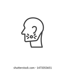 Tooth ache line icon. linear style sign for mobile concept and web design. Toothache man outline vector icon. Symbol, logo illustration. Vector graphics