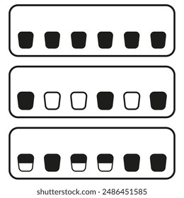 Tooth alignment icons. Dental braces vector. Black and white. Orthodontic symbols.