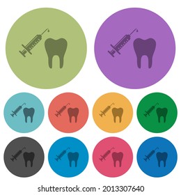 Tooth anesthesia darker flat icons on color round background