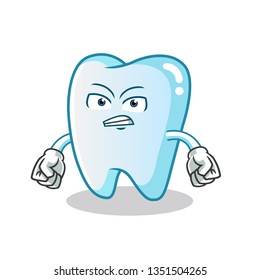 tooth angry mascot vector cartoon illustration