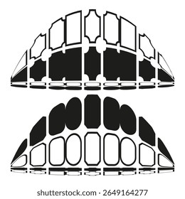 Ícones da arcada dentária. Símbolos dentários da mandíbula. Cuidado com o sorriso Vetor. Projeto de anatomia oral.