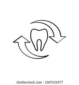 tooth with arrow circle, line logo