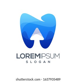 tooth arrow colorful gradient logo design
