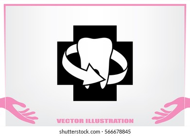 tooth arrow, icon vector illustration.
