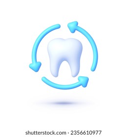 Tooth arrow in modern style on white background. Medical protection icon. Vector illustration