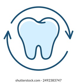 Tooth with arrows around line icon vector isolated. Symbol of tooth protection. Healthy teeth, concept of dentistry. Oral health.