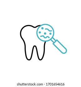 tooth bacteria icon vector illustration two color line style design. isolated on white background