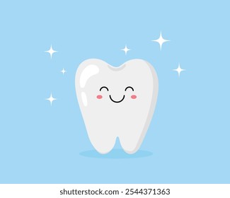 Crachá de dente. Ícone de dente. Dentes limpos. Dente brilhante saudável vetor. Cuidados dentários, proteção e branqueamento. Ilustração vetorial