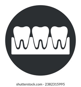 Tooth badge. White teeth. Vector on gray background