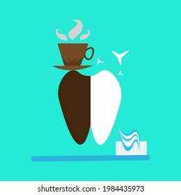 tooth before and after brushing off dark coffee