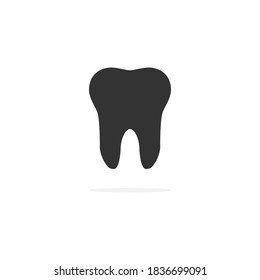 Tooth black icon. Tooth silhouette vector isolated on white background