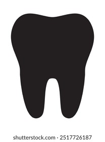 Tooth black icon symbol silhouette flat design style sign. Tooth simple silhouette on white. Dentist cocnept. Modern, minimalist icon in black color. Web site and mobile app design vector element.