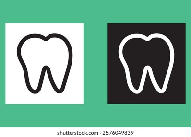 Tooth black icon symbol silhouette flat design style sign. Tooth simple silhouette on white. Dentist cocnept. Modern, minimalist icon in black color. Web site and mobile app design vector element.