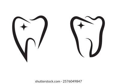 Tooth black icon symbol silhouette flat design style sign. Tooth simple silhouette on white. Dentist cocnept. Modern, minimalist icon in black color. Web site and mobile app design vector element.