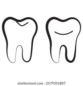 Tooth black icon symbol silhouette flat design style sign. Tooth simple silhouette on white. Dentist . Modern, minimalist icon in black color. Web site and mobile app design vector element. 1176