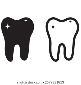 Tooth black icon symbol silhouette flat design style sign. Tooth simple silhouette on white. Dentist . Modern, minimalist icon in black color. Web site and mobile app design vector element. 1176