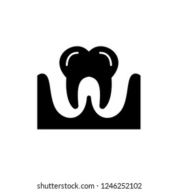 Tooth black icon, vector sign on isolated background. Tooth concept symbol, illustration 